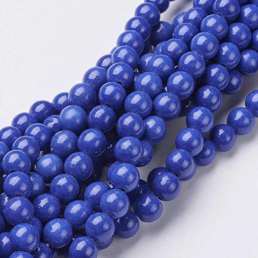 PandaHall 15~16" Synthetical Howlite Beads Strands, Round, Dyed, Blue, about 8mm in diameter, hole: about 1mm Howlite Round Blue