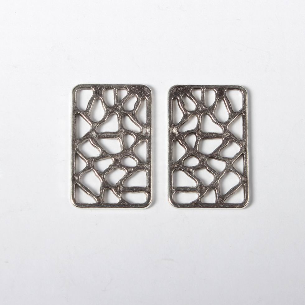 PandaHall Tibetan Silver Rectangle Filigree Pendants, Lead Free and Cadmium Free, Antique Silver Color, 24x15x1mm, Hole: 2mm Alloy Rectangle
