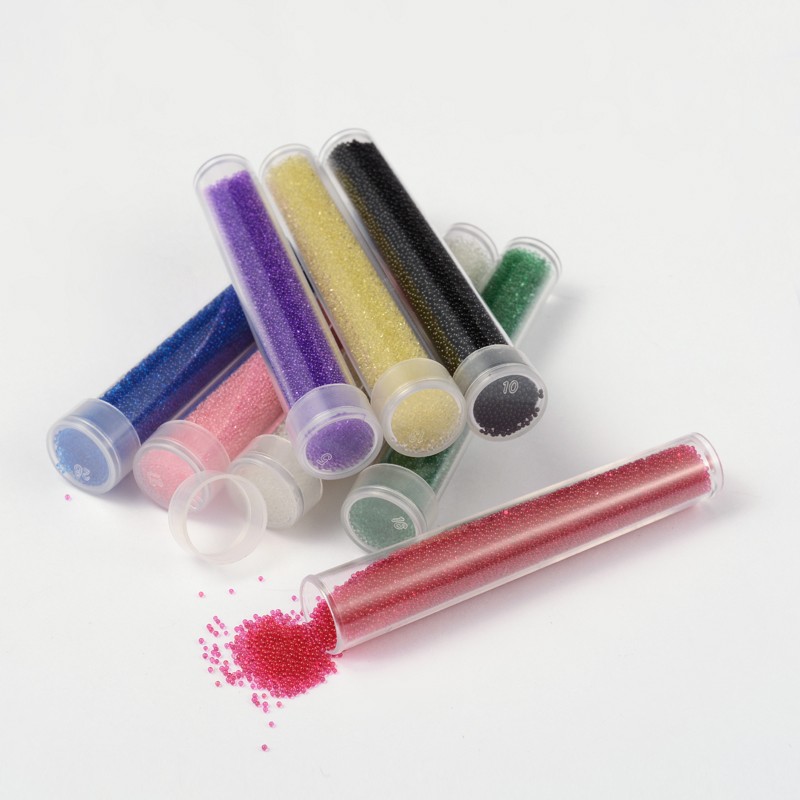 PandaHall Transparent DIY 3D Nail Art Decoration Mini Glass Beads, Tiny Caviar Nail Round Beads, Mixed Color, 0.6~0.8mm, 8box/set; about...