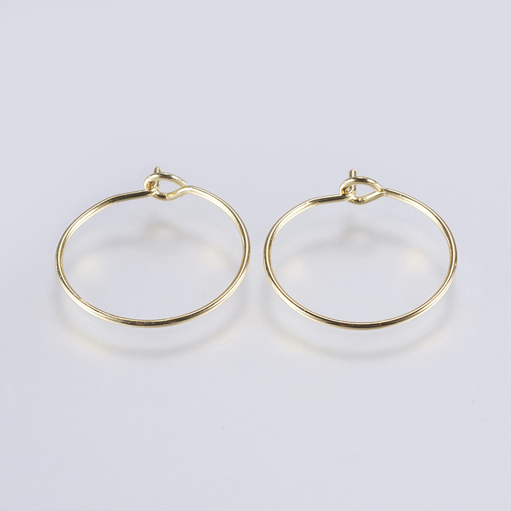 PandaHall Environmental Brass Hoop Earrings, Lead Free & Cadmium Free, Rack Plating & Long-Lasting Plated, Golden, 17mm; Pin: 0.8mm Brass