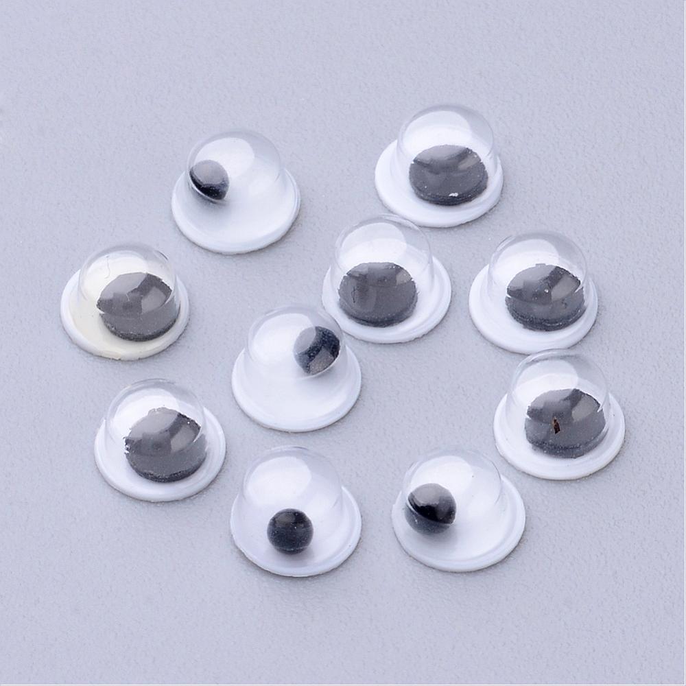 PandaHall Wobbly Eye Plastic Cabochons, Black, 5x2.5mm Plastic Eye Black