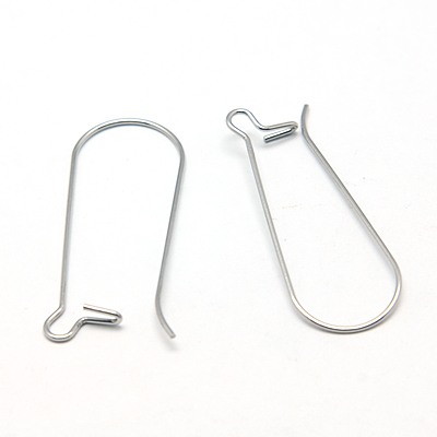 PandaHall 304 Stainless Steel Hoop Earrings Findings Kidney Ear Wires, 33x12.5mm, Pin: 0.7mm Stainless Steel