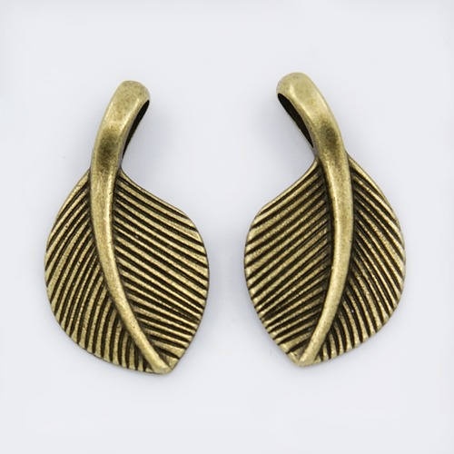 PandaHall Tibetan Style Pendants, Lead Free & Nickel Free, Leaf, Antique Bronze, 28x15x5mm, Hole: 6x3mm Alloy Leaf