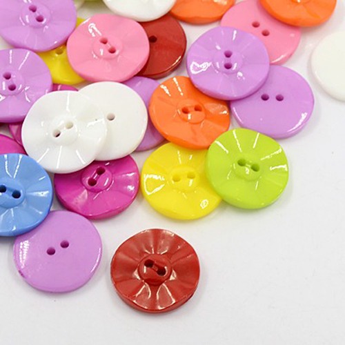 PandaHall Acrylic Sewing Buttons, Plastic Buttons for Costume Design, 2-Hole, Dyed, Flat Round, Mixed Color, 25x4mm, Hole: 2mm Acrylic Flat...