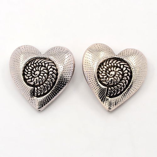 PandaHall Tibetan Silver 3D Heart Beads, Mother's Day Gifts Making, Lead Free & Cadmium Free, Antique Silver, about 30mm long, 31mm wide...