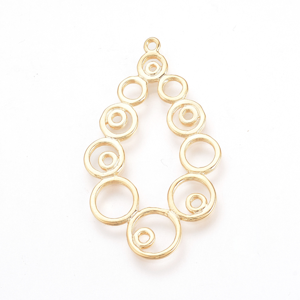 PandaHall Brass Chandelier Component Links, Real Gold Plated, 39x23x1mm, Hole: 1mm Brass Others