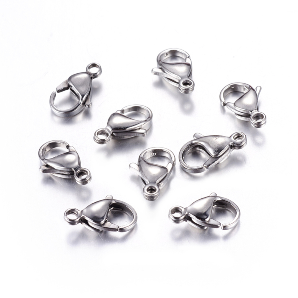 PandaHall 304 Stainless Steel Lobster Claw Clasps, Grade A, Nickel Free, Size: about 9mm wide, 15mm long, 4mm thick, hole: 2mm Stainless...