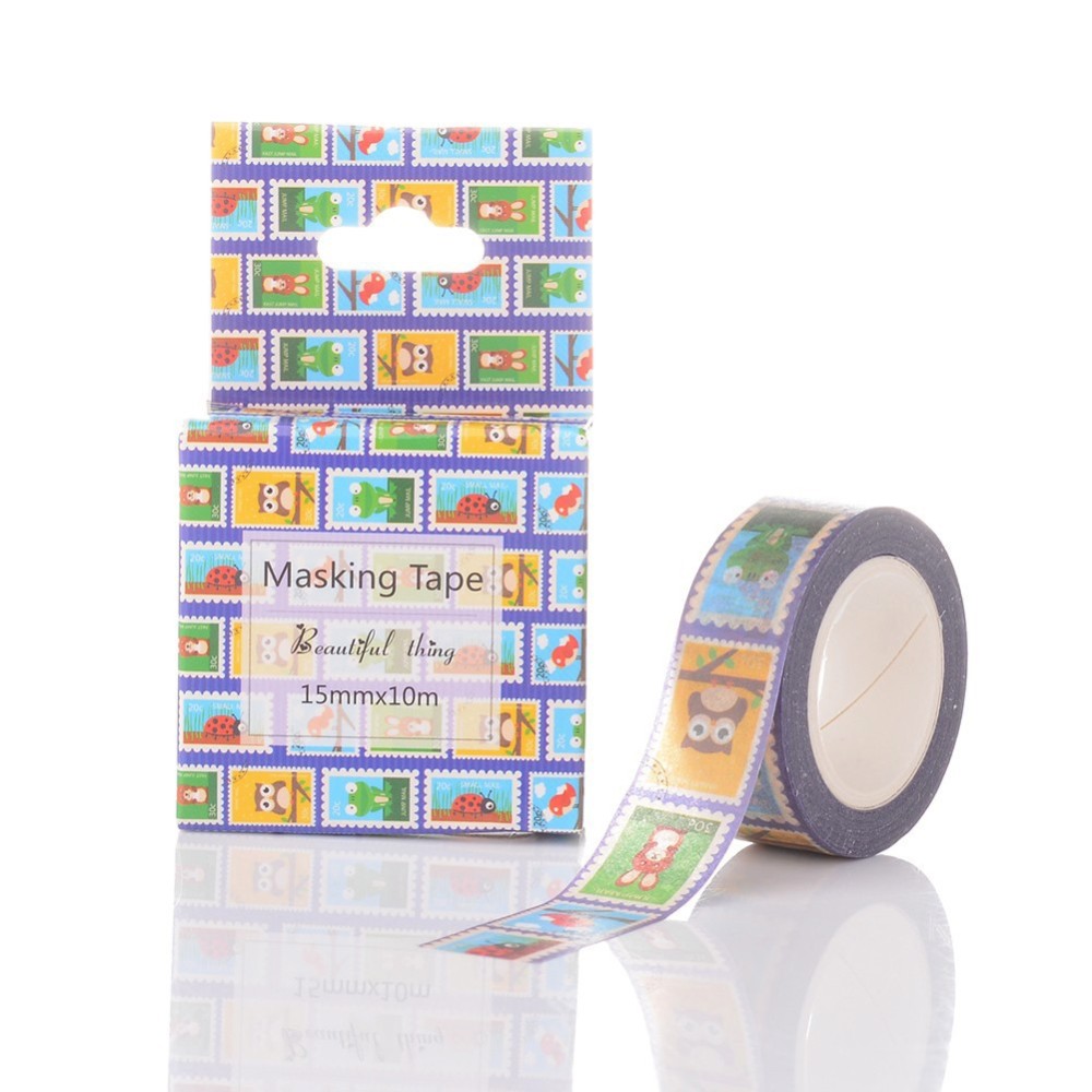 PandaHall Animal DIY Scrapbook Decorative Adhesive Tapes, Colorful, 15mm; 10m/roll; 1roll/box Paper