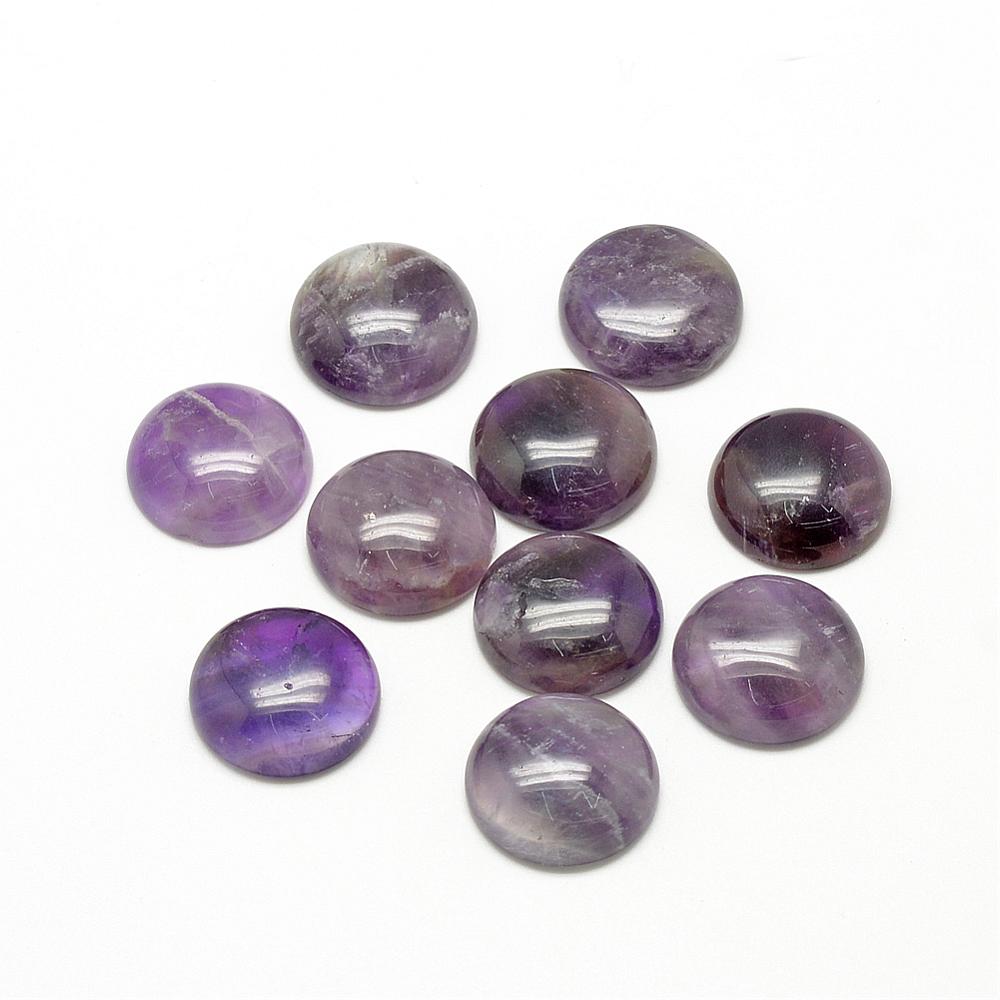 PandaHall Natural Amethyst Cabochons, Half Round/Dome, 16x6mm Amethyst Half Round