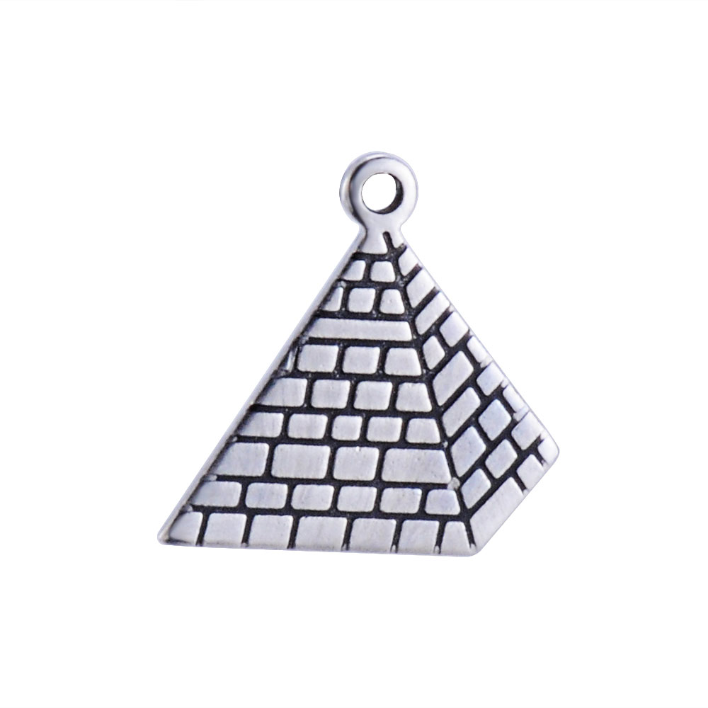 PandaHall 304 Stainless Steel Enamel Pendants, Pyramid, Black, 16x16x1mm, Hole: 1mm Stainless Steel+Enamel Building Black