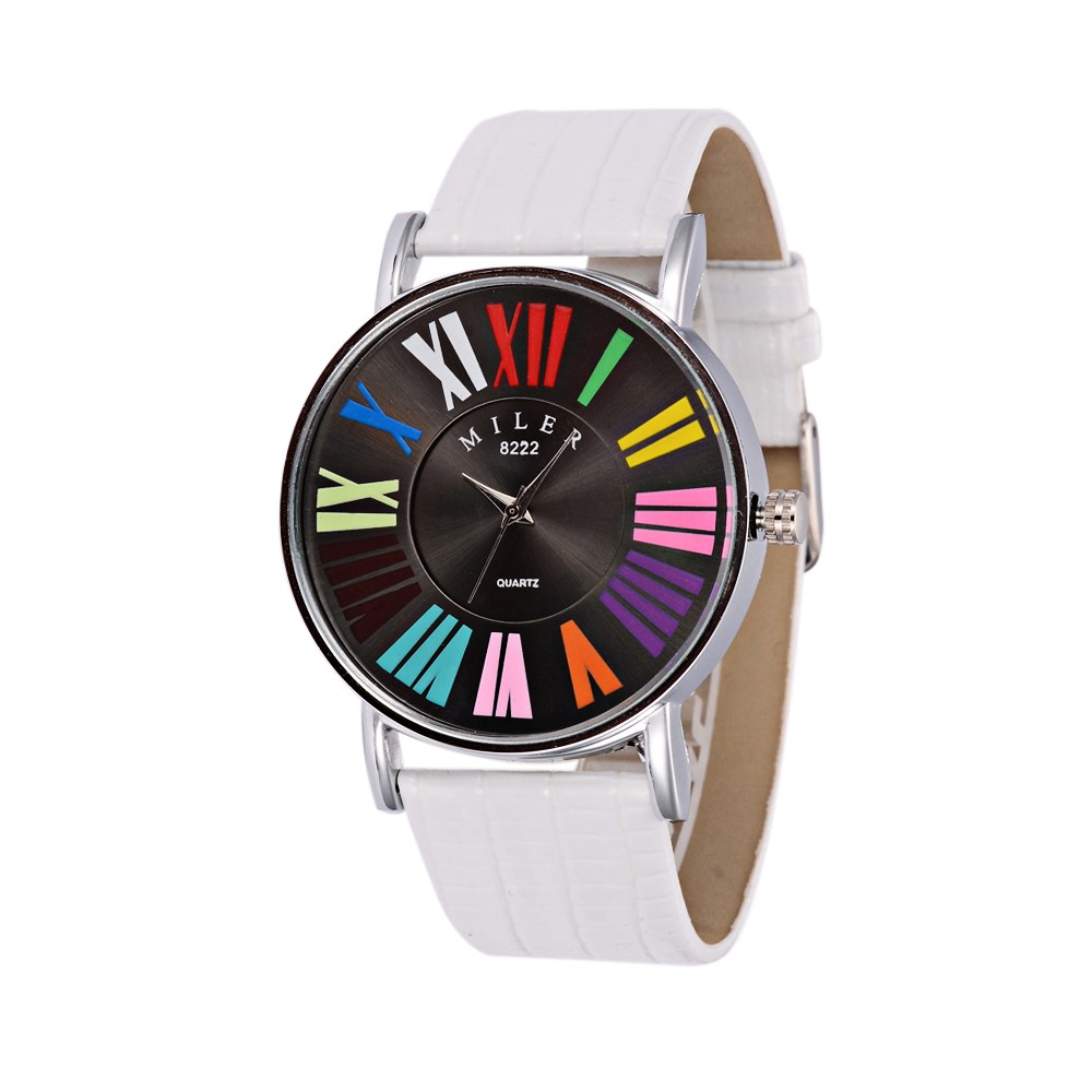 PandaHall Fashionable Women's Alloy PU Leather Quartz Wristwatches, Platinum, White, 250x23mm; Watch Head: 55x48x8.5mm Imitation Leather...