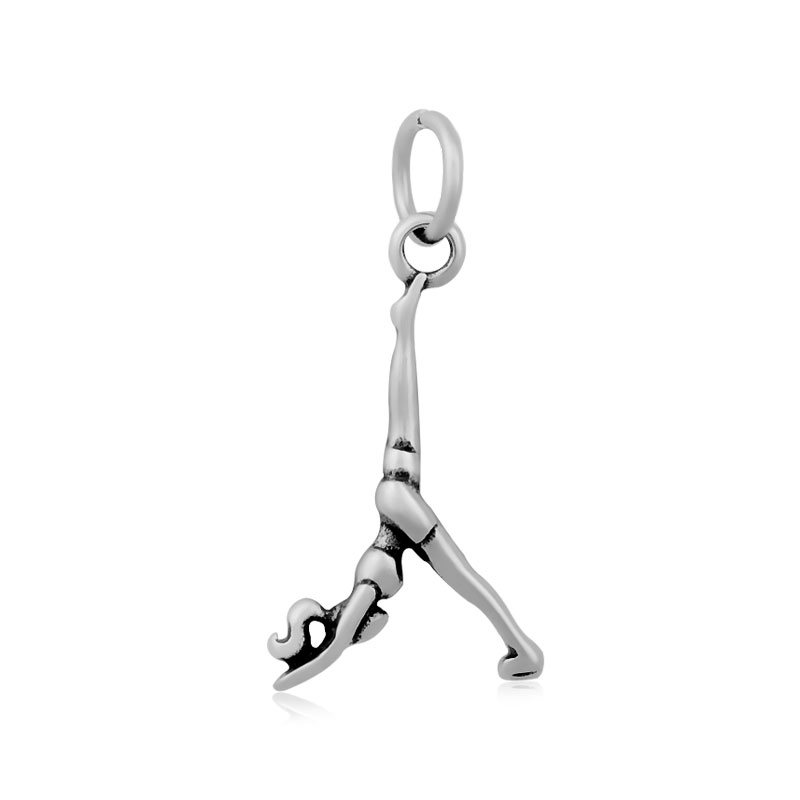PandaHall Human with Yoga 316 Stainless Steel Pendants, Antique Silver, 25x14x2.5mm, Hole: 5mm Stainless Steel Human