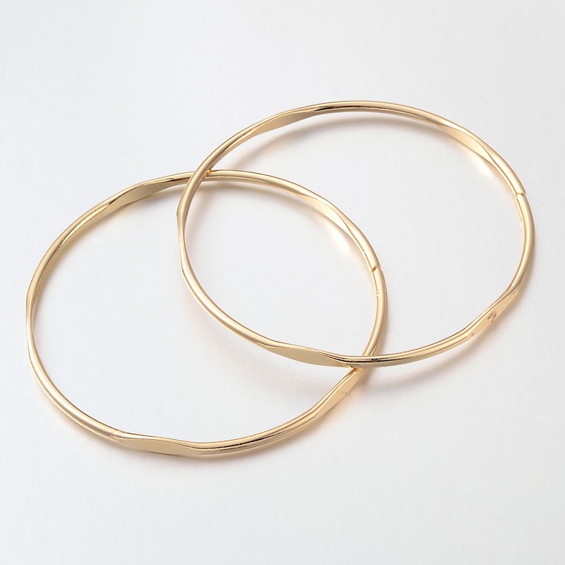 PandaHall Iron Bangles, Light Gold, 70mm; 2.5~4mm Iron