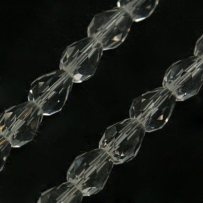 PandaHall Glass Beads Strands, Faceted, Drop, Clear, 12x8mm; Hole: 1mm, about 60pcs/strand, 28.3" Glass Drop Clear