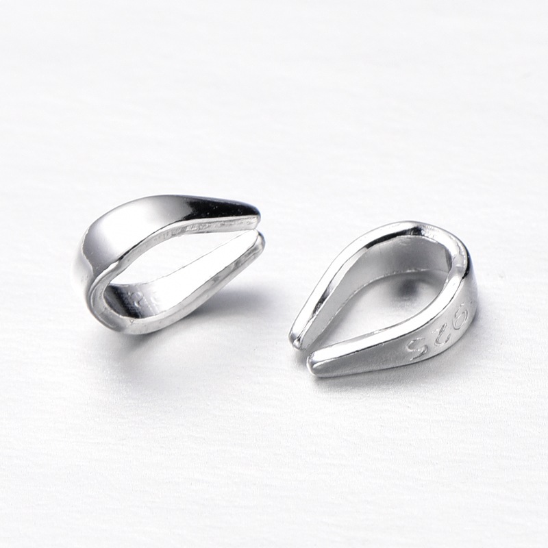 PandaHall Sterling Silver Snap on Pendant Bails, Platinum, 5.5x4x1.8mm, Hole: 1.3x2.8mm Sterling Silver