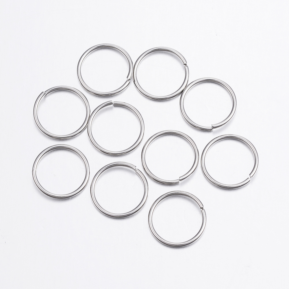 PandaHall 304 Stainless Steel Close but Unsoldered Jump Rings, Stainless Steel Color, 12x1mm Stainless Steel Ring