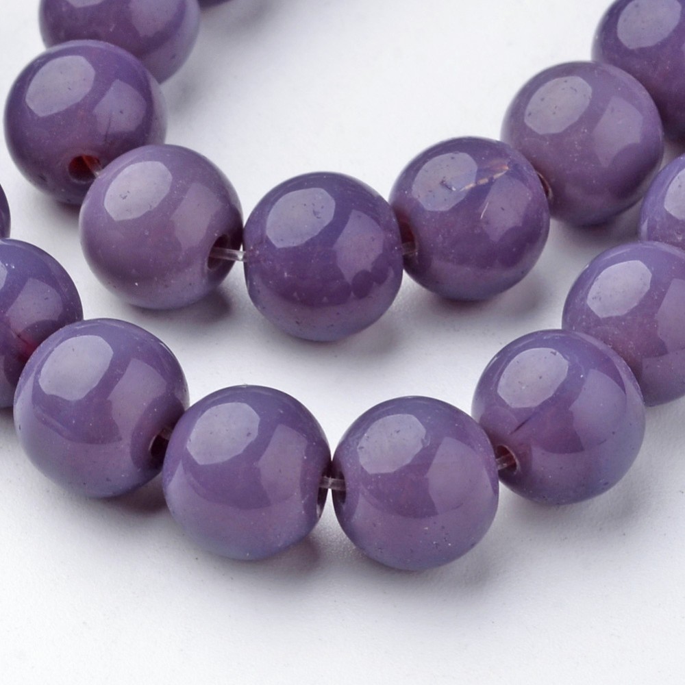 PandaHall Glass Beads Strands, Round, Dyed, DarkSlateBlue, 8mm, Hole: 1mm; about 36pcs/strand, 10.4" Glass Round Blue