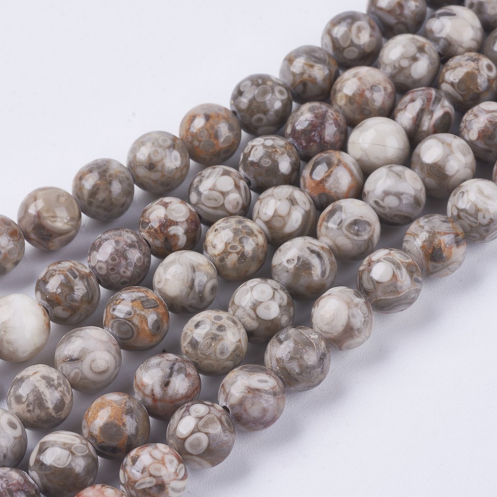 PandaHall Natural Maifanite/Maifan Stone/Medical Stone Beads Strands, Round, 8mm, Hole: 1mm; about 50pcs/strand; 15.3"(39cm) Maifanite Round