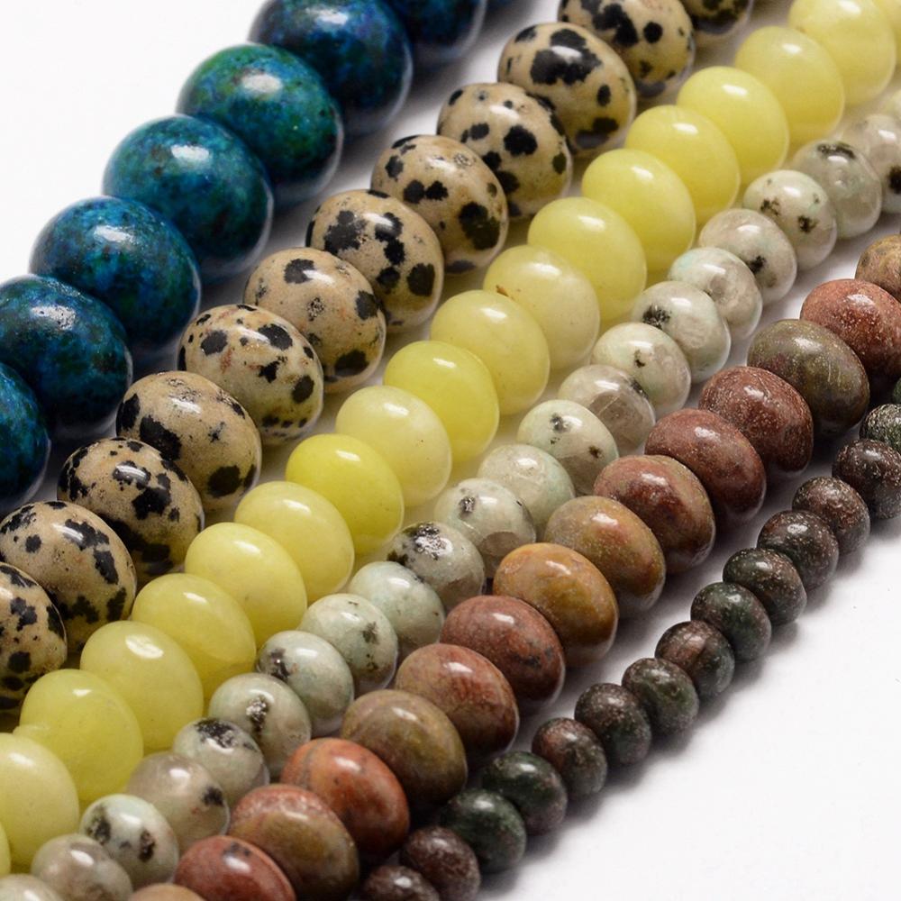 PandaHall Natural Gemstone Beads Strands, Rondelle, 6~14x4~10mm, Hole: 1~2mm; about 38~60pcs/strand, 14.1"~15.3"(36~39cm) Mixed Stone...