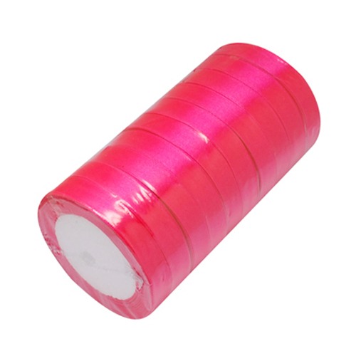 PandaHall Satin Ribbon for Hairbows Headband, Magenta, about 1/2"(12mm) wide, 25yards/roll(22.86m/roll) Polyester Pink