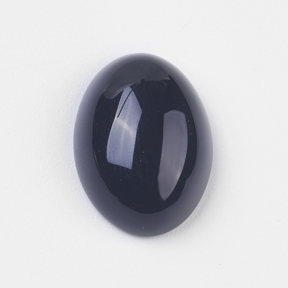 PandaHall Natural Black Agate Cabochons, Oval, Black, 18x13x5mm Black Agate Oval Black