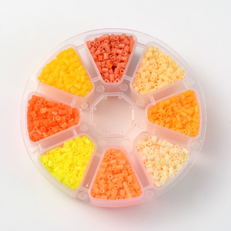 PandaHall 8 Color PE DIY Melty Beads Fuse Tube Beads Refills, Mixed Color, 3~3.3x2.5~2.6mm; about 330pcs/compartment, 2640pcs/box Plastic...