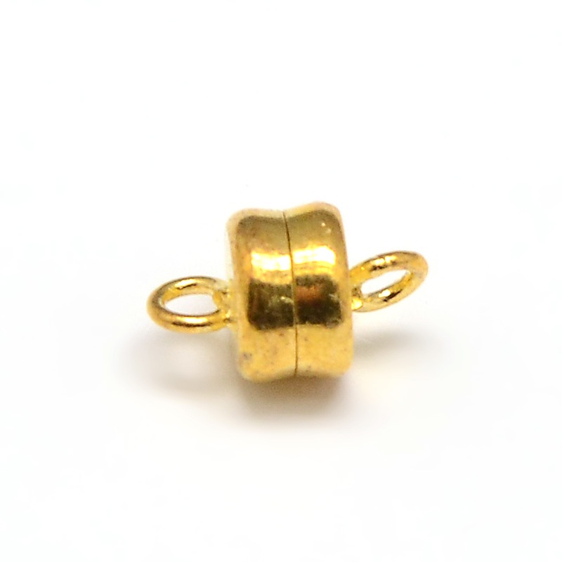 PandaHall Column Brass Magnetic Clasps, Lead Free & Nickel Free & Cadmium Free, Golden, 10x6mm, Hole: 1mm Brass Column