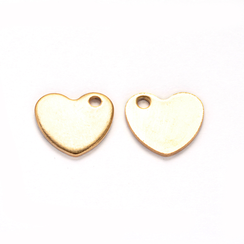 PandaHall 304 Stainless Steel Heart Charms, Golden, 9x10x1mm, Hole: 1mm Stainless Steel Heart