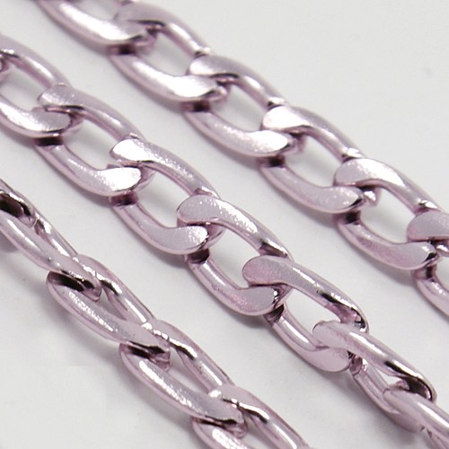 PandaHall Aluminum Twisted Chains Curb Chains, Thistle, 7x4x1.5mm Aluminum Purple