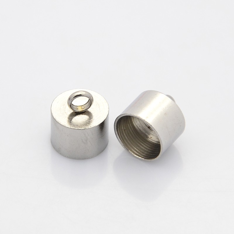 PandaHall 304 Stainless Steel Cord Ends, Stainless Steel Color, 13x11mm, Hole: 3mm; Inner Dameter: 10mm Stainless Steel