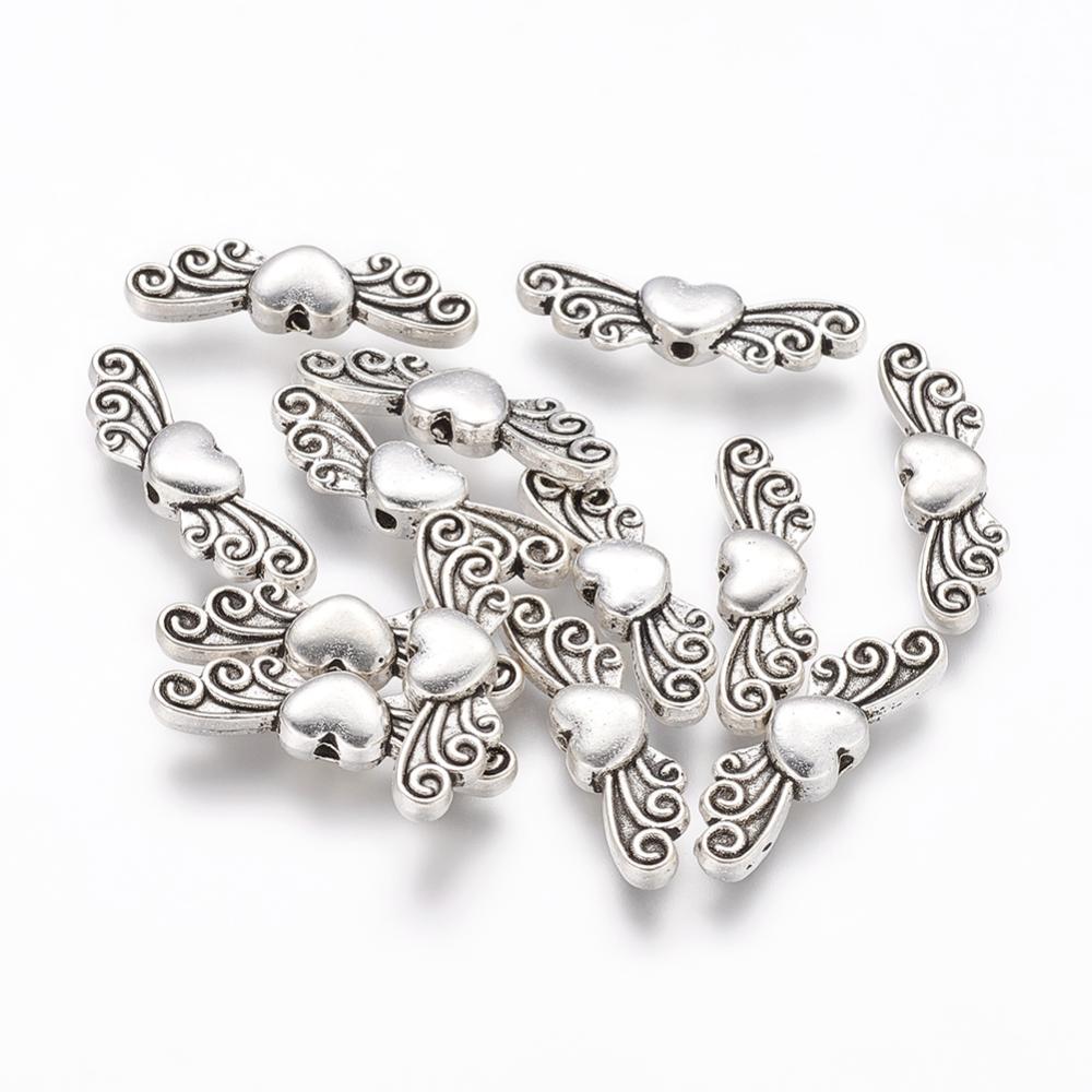 PandaHall Tibetan Style Beads, Lead Free & Cadmium Free, Heart, Antique Silver, 24x17x6mm, Hole: 1mm Alloy Heart