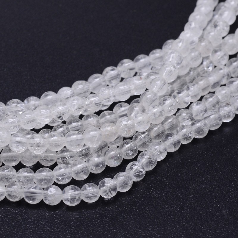 PandaHall Natural Quartz Crystal Round Bead Strands, 8mm, Hole: 1mm; about 46pcs/strand, 16" Quartz Crystal Round