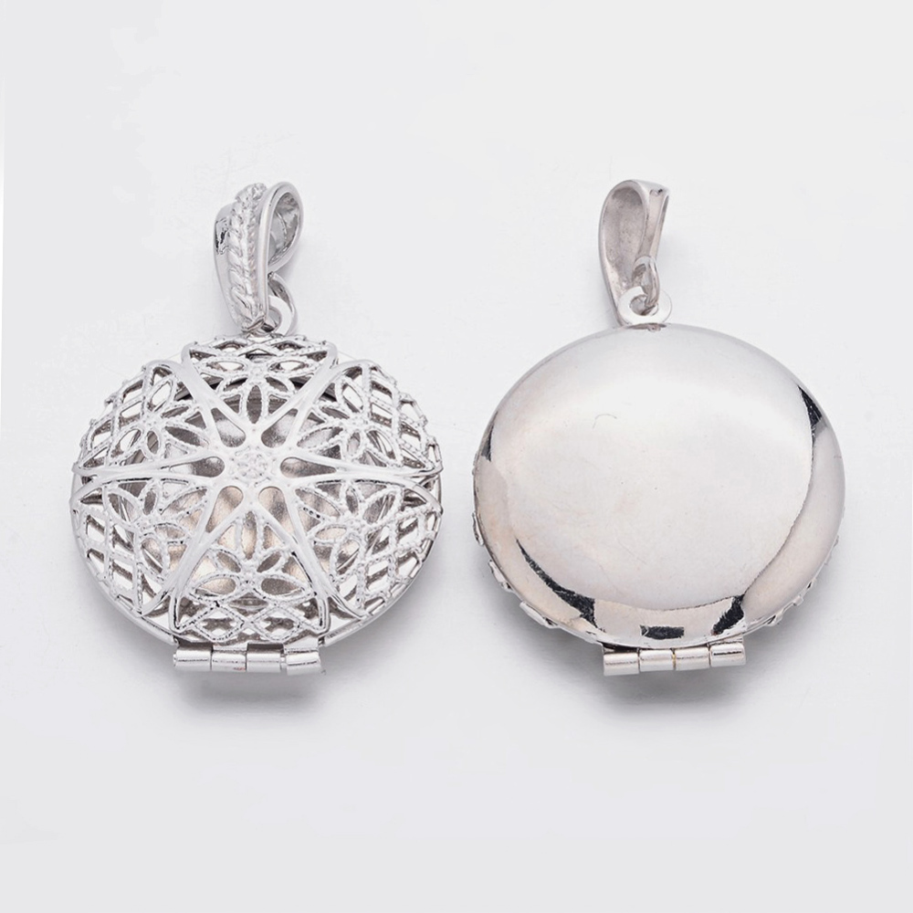 PandaHall Brass Diffuser Locket Pendants, Picture Frame Charms for Necklace, Lead Free, Platinum Color, about 27mm wide, 42.5mm long, hole...