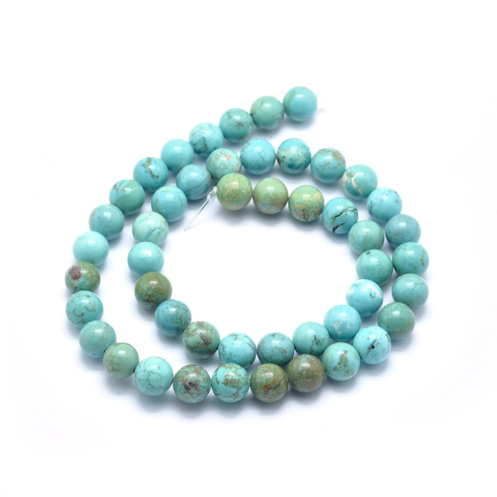 PandaHall Dyed Natural Turquoise Beads Strands, Round, 8mm, Hole: 0.8mm; about 48pcs/strand, 15.5''(39.5cm) Natural Turquoise Round