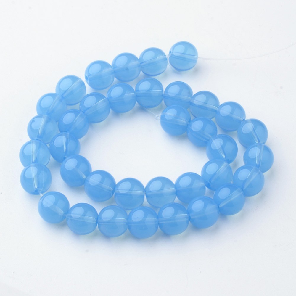 PandaHall Opalite Beads Strands, Round, Dyed, 10mm, Hole: 1mm; about 34pcs/strand, 12.5" Opalite Round