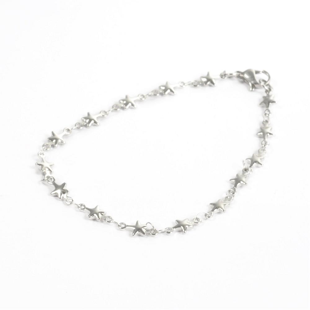 PandaHall 304 Stainless Steel Bracelets, Star Link Bracelets, with Lobster Claw Clasps, Stainless Steel Color, 195x5mm(7.67") Stainless...