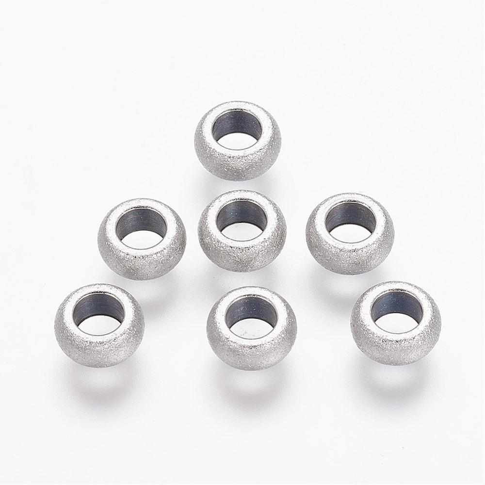 PandaHall 304 Stainless Steel Stardust Beads, Rondelle, Stainless Steel Color, 6.5x3mm, Hole: 3mm, about: 100pcs/bag Stainless Steel...