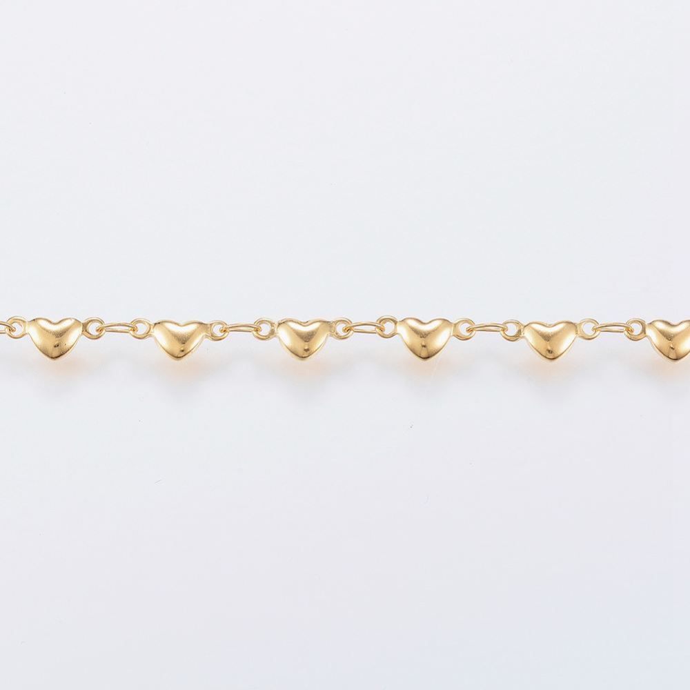 PandaHall 304 Stainless Steel Bar Link Chains, with Spool, Heart, Golden, 9x4x2mm; about 10m/roll Stainless Steel