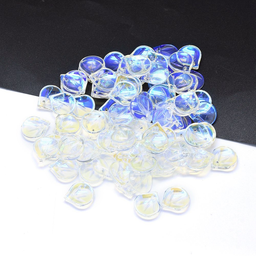 PandaHall Glass Charms, Petal, Clear, 15x13.5x4mm, Hole: 1.2mm Glass Flower Clear