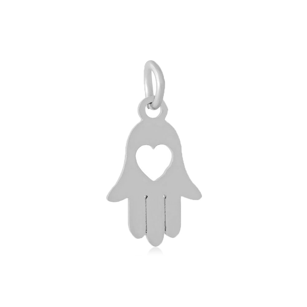 PandaHall 304 Stainless Steel Pendants, Hamsa Hand/Hand of Fatima/Hand of Miriam, Stainless Steel Color, 15x9.5x1mm, Hole: 4mm Stainless...