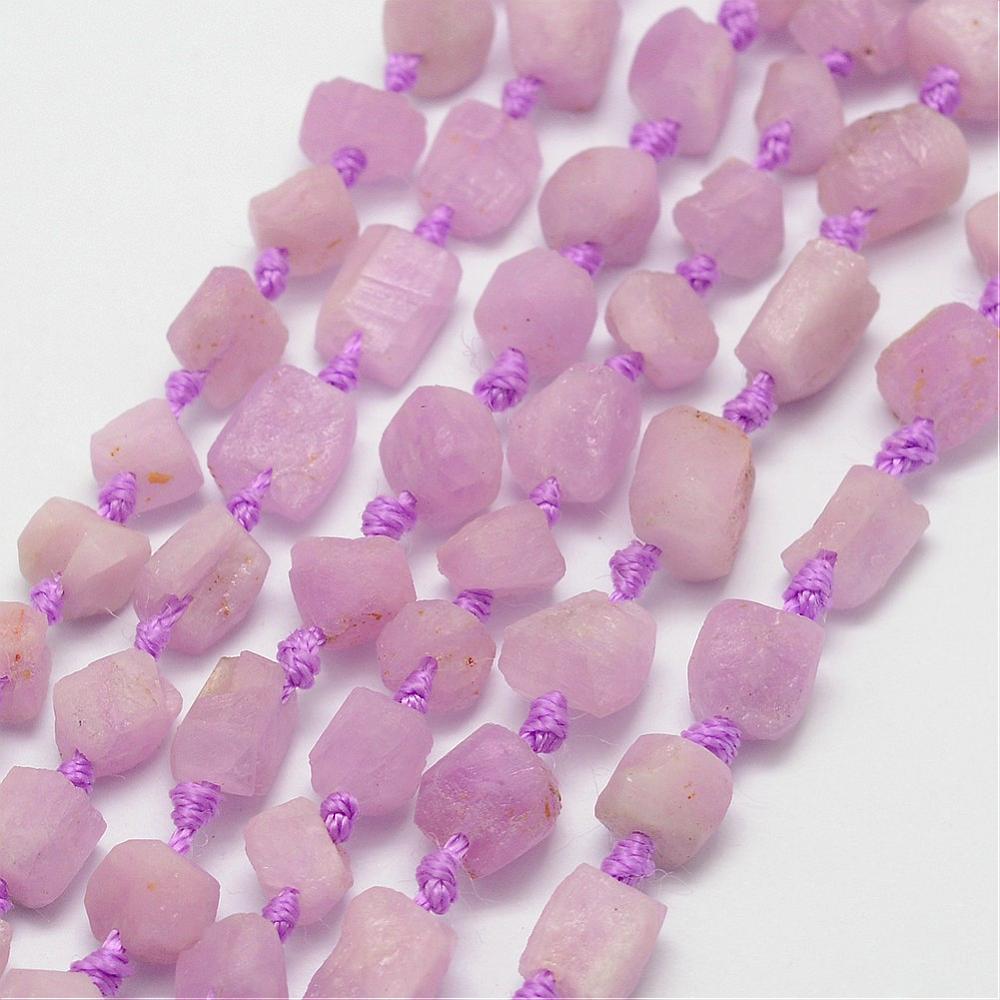 PandaHall Natural Kunzite Beads Strands, Nuggets, 7~9x6~7x6~7mm, Hole: 1mm; about 42~45pcs/strand, 15.7" Kunzite Nuggets Purple