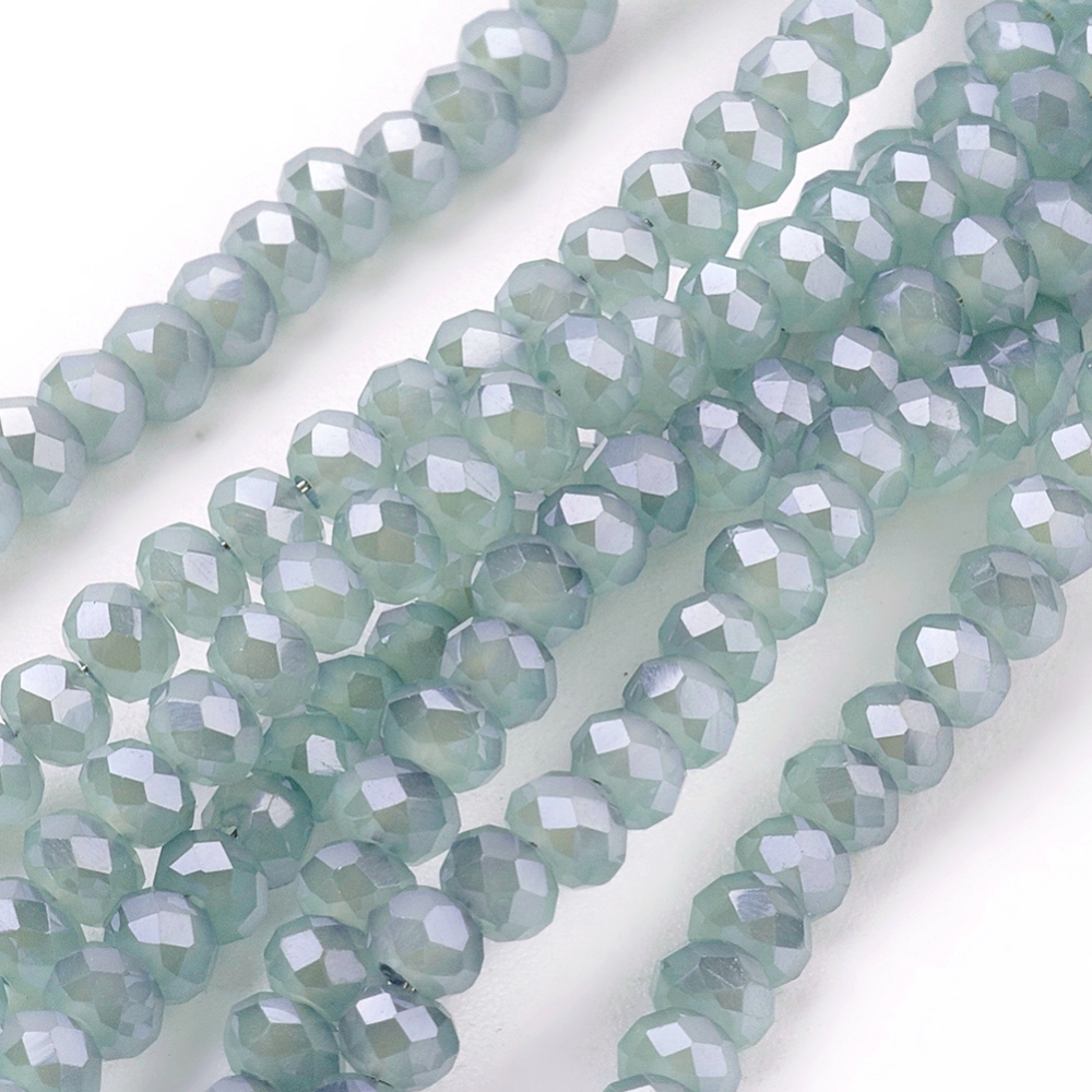 PandaHall 1 Strand Faceted Electroplate Imitation Jade Glass Rondelle Beads Strands, Full Rainbow Plated, LightSteelBlue, 2.5x2mm, Hole...