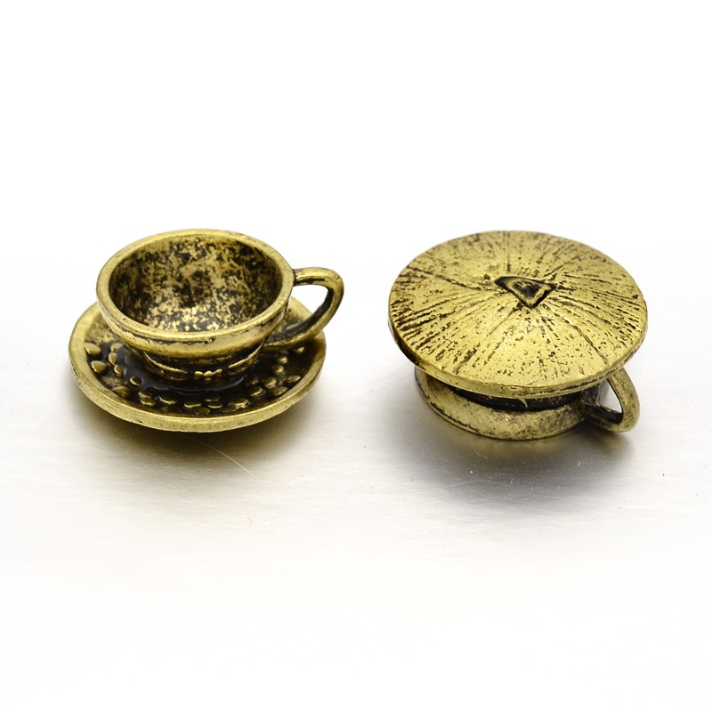 PandaHall Alloy Pendants, Lead Free and Nickel Free, Cup, Antique Bronze, 24x9.5mm, Hole: 4x3mm Alloy Tableware