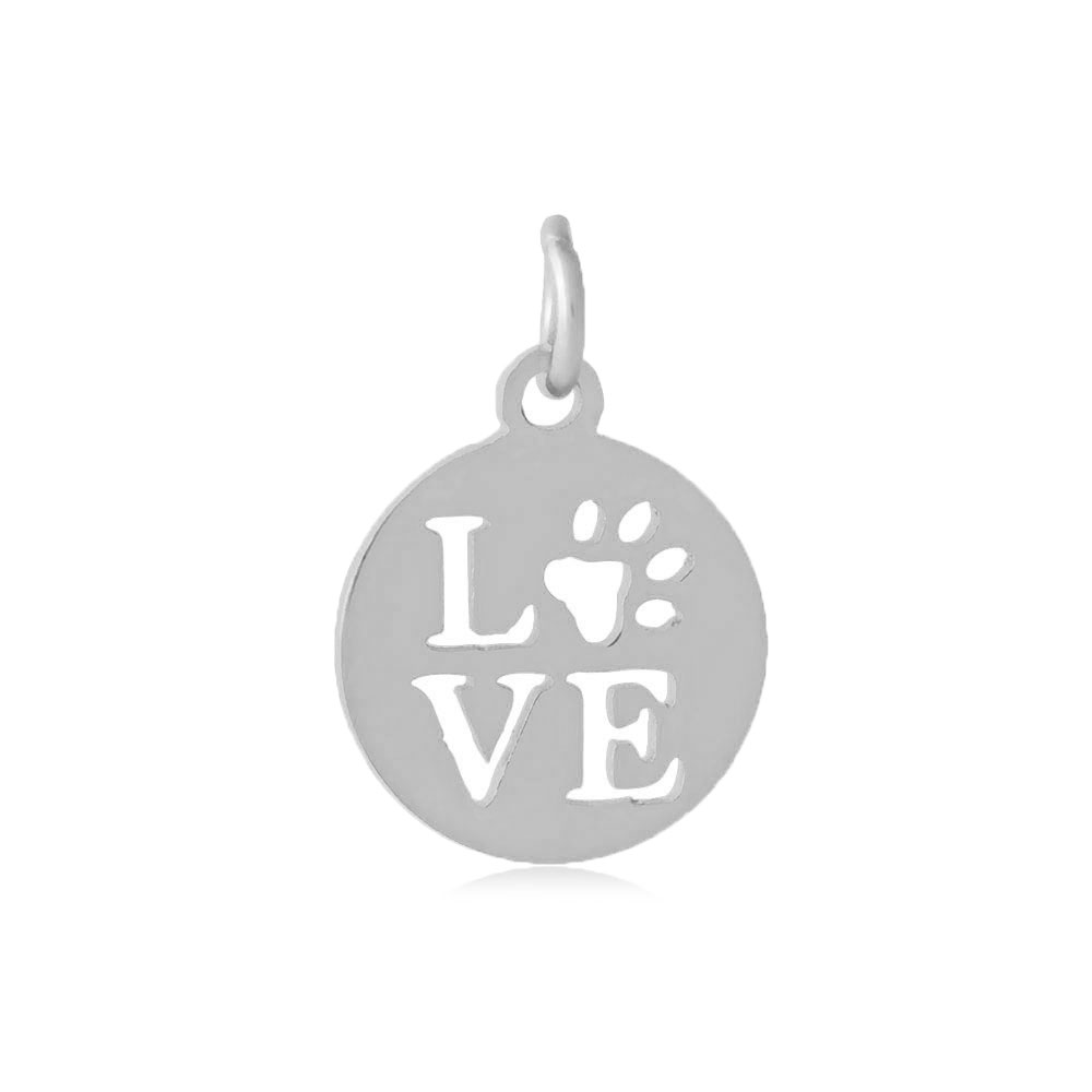 PandaHall 304 Stainless Steel Pendants, Flat Round with Word Love, Stainless Steel Color, 14x12x1mm, Hole: 3mm Stainless Steel Flat Round