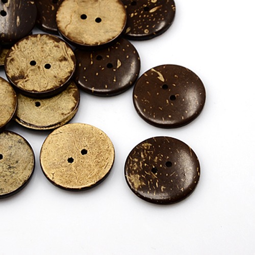 PandaHall Coconut Buttons, 2-Hole, Flat Round, CoconutBrown, 27x4mm, Hole: 2mm Coconut Flat Round Brown