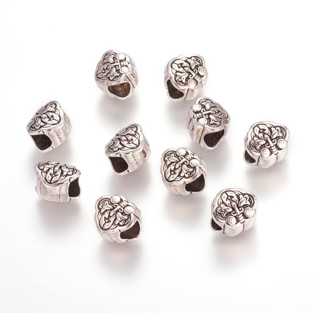PandaHall Metal Alloy Beads, Lead Free & Nickel Free, Antique Silver Color, Size: about 10mm wide, 9mm long, 7.5mm thick, hole: 5mm Alloy...