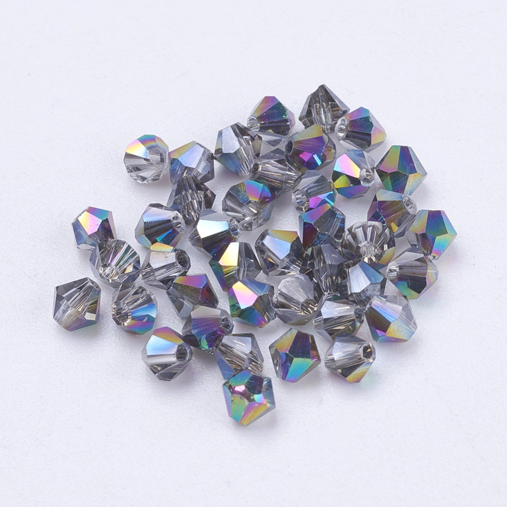 PandaHall Imitation Austrian Crystal Beads, Grade AAA, Faceted, Bicone, Colorful, 3x3mm, Hole: 0.8~1.1mm Glass Bicone
