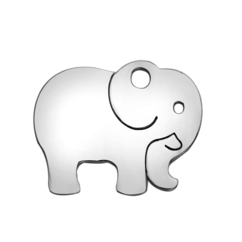PandaHall 304 Stainless Steel Charms, Elephant, Stainless Steel Color, 10.7x13.9x1mm, Hole: 1.5mm Stainless Steel Elephant