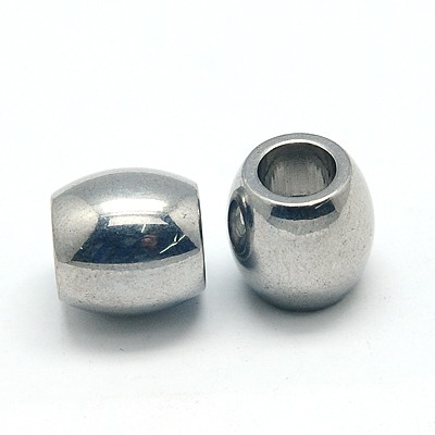 PandaHall 304 Stainless Steel European Beads, Barrel, Large Hole Beads, 10x10mm, Hole: 5mm Stainless Steel Barrel