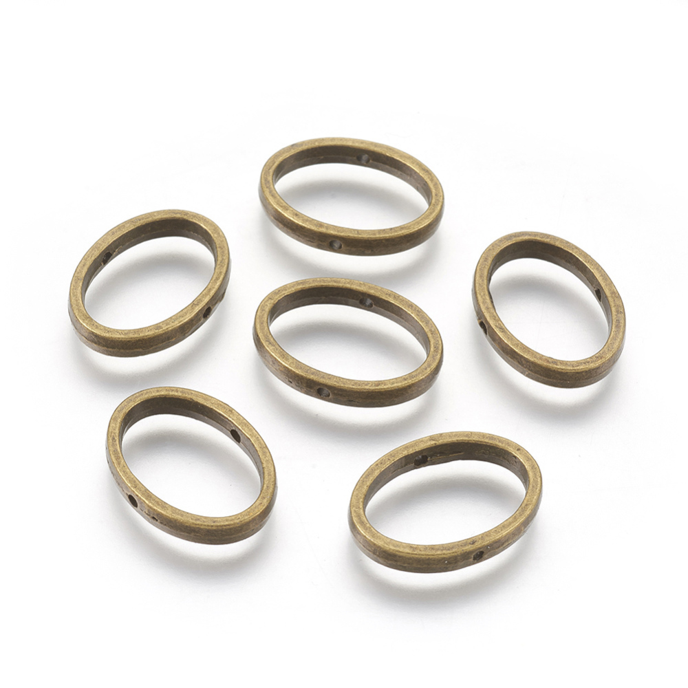 PandaHall Tibetan Style Bead Frames, Oval, Lead Free and Cadmium Free, Antique Bronze, about 19mm long, 14.5mm wide, 3mm thick, hole: 1mm...